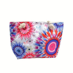 Vintage Pattern Tote Shoulder Bag All match Travel Beach Storage Bag
