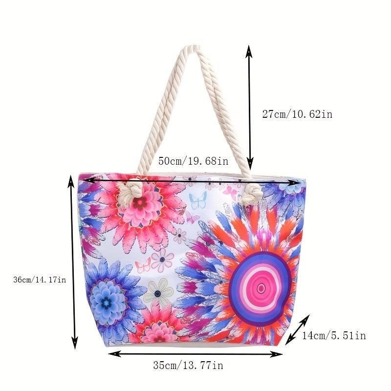Vintage Pattern Tote Shoulder Bag All match Travel Beach Storage Bag