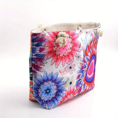 Vintage Pattern Tote Shoulder Bag All match Travel Beach Storage Bag