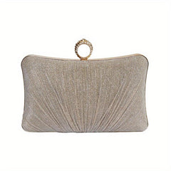 Glitter Ruched Evening Bag Women's Clutch Purse Square Handbags