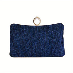 Glitter Ruched Evening Bag Women's Clutch Purse Square Handbags