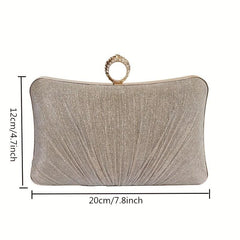 Glitter Ruched Evening Bag Women's Clutch Purse Square Handbags