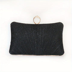 Glitter Ruched Evening Bag Women's Clutch Purse Square Handbags