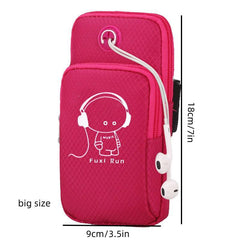 Cartoon Pattern Phone Bag Zipper Running Storage Bag Earphone Hole
