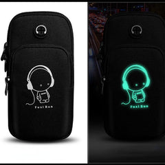 Cartoon Pattern Phone Bag Zipper Running Storage Bag Earphone Hole