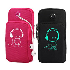 Cartoon Pattern Phone Bag Zipper Running Storage Bag Earphone Hole