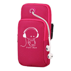 Cartoon Pattern Phone Bag Zipper Running Storage Bag Earphone Hole
