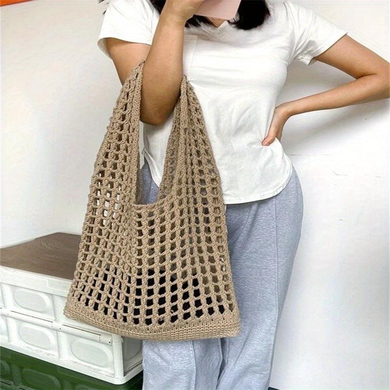 Large Crochet Grocery Tote Bag for Women