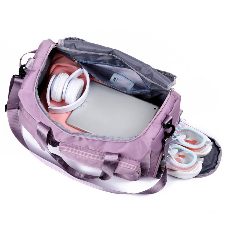 Large Capacity Duffle Bag Nylon Lightweight Luggage Bag With Shoe Compartment