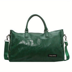 Large Capacity Glossy Tote Bag PU Leather Waterproof Travel Duffle Bag