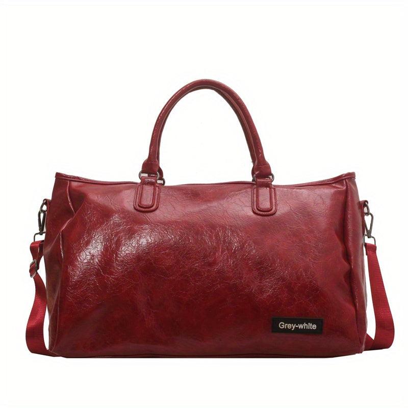 Large Capacity Glossy Tote Bag PU Leather Waterproof Travel Duffle Bag