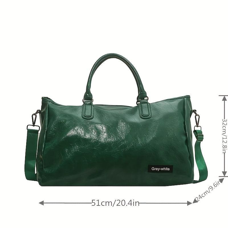 Large Capacity Glossy Tote Bag PU Leather Waterproof Travel Duffle Bag