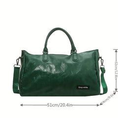 Large Capacity Glossy Tote Bag PU Leather Waterproof Travel Duffle Bag