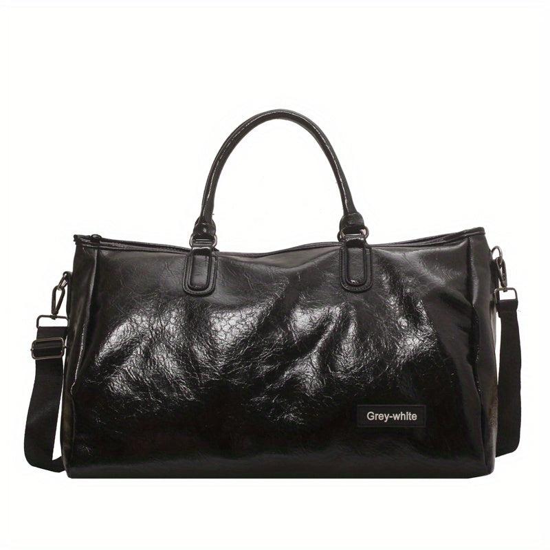 Large Capacity Glossy Tote Bag PU Leather Waterproof Travel Duffle Bag