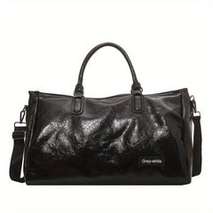 Large Capacity Glossy Tote Bag PU Leather Waterproof Travel Duffle Bag