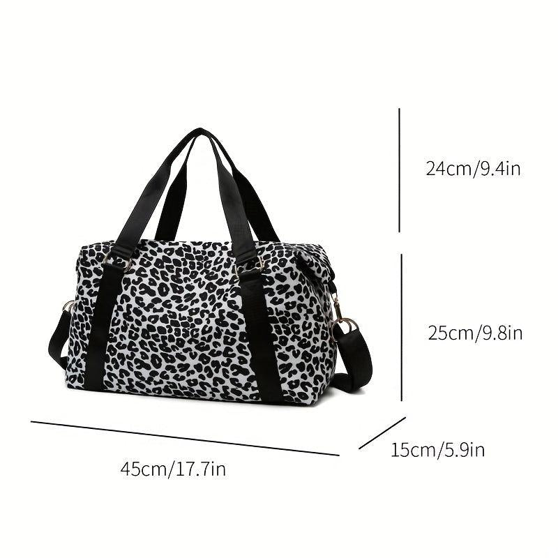 Leopard Pattern Travel Luggage Bag Lightweight Overnight Zipper Bag