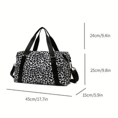 Leopard Pattern Travel Luggage Bag Lightweight Overnight Zipper Bag