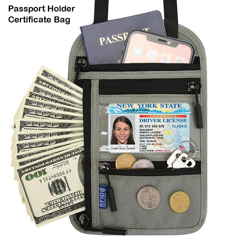 RFID Passport Bag Neck Hanging Storage Bag Wallet