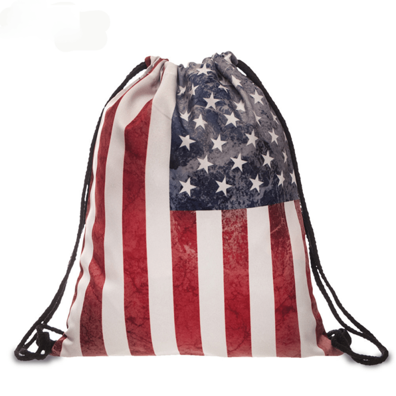 American Flap Drawstring Backpack Lightweight All Match Sports Bag