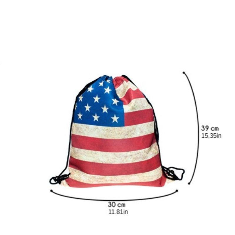 American Flap Drawstring Backpack Lightweight All Match Sports Bag