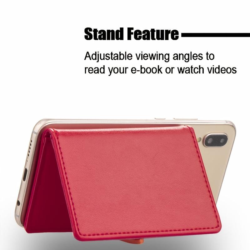 Phone Back Sticker Card Holder Wallet PU Leather Credit Card Case