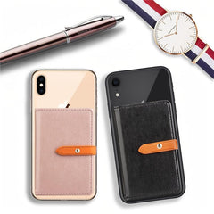 Phone Back Sticker Card Holder Wallet PU Leather Credit Card Case