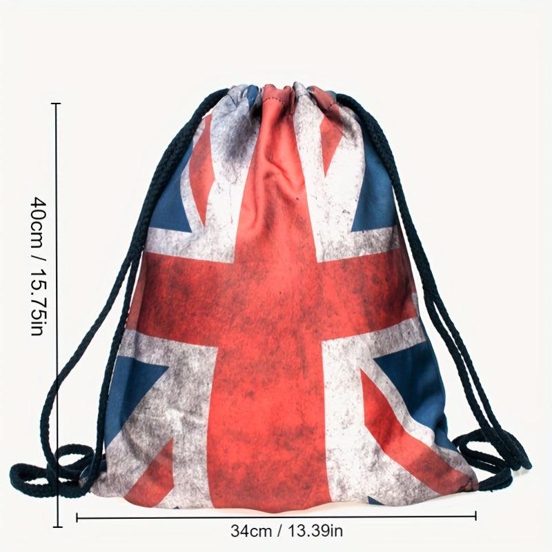 Flag Pattern Drawstring Gym Bag Independence Bundle Lightweight Travel Backpack