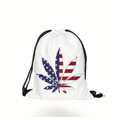 Flag Pattern Drawstring Gym Bag Independence Bundle Lightweight Travel Backpack