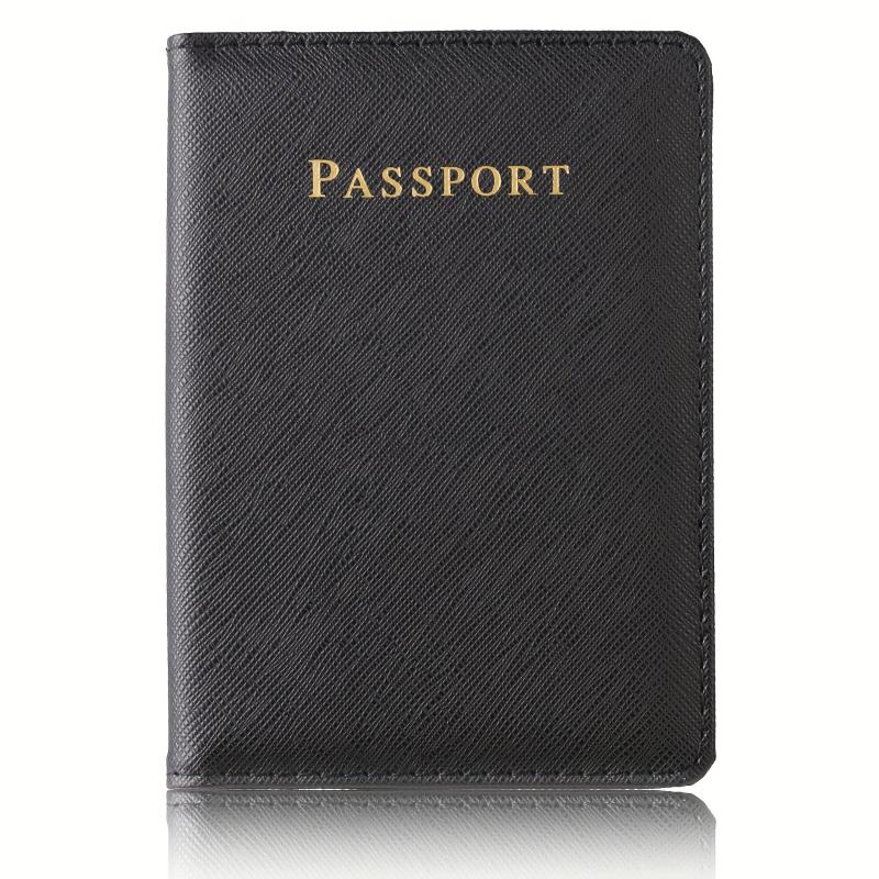Cross Pattern PU Leather Passport Cover card ID Holder