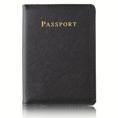 Cross Pattern PU Leather Passport Cover card ID Holder