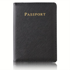 Cross Pattern PU Leather Passport Cover card ID Holder