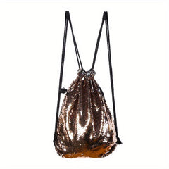 Mermaid Sequins Drawstring Backpack Gym Bag Outdoor Travel Rucksack