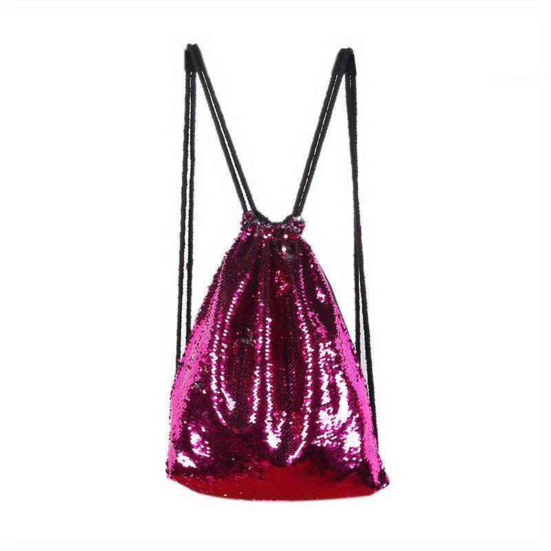 Mermaid Sequins Drawstring Backpack Gym Bag Outdoor Travel Rucksack