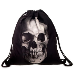 Halloween Skull Pattern Drawstring Bag Horror Punk Sports Fitness Backpack