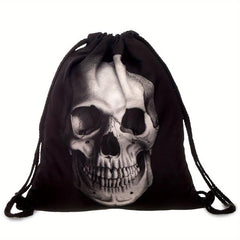 Halloween Skull Pattern Drawstring Bag Horror Punk Sports Fitness Backpack