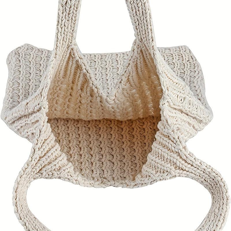 Solid Knitted Shoulder Bag All Match Storage Bag Braided Handbag