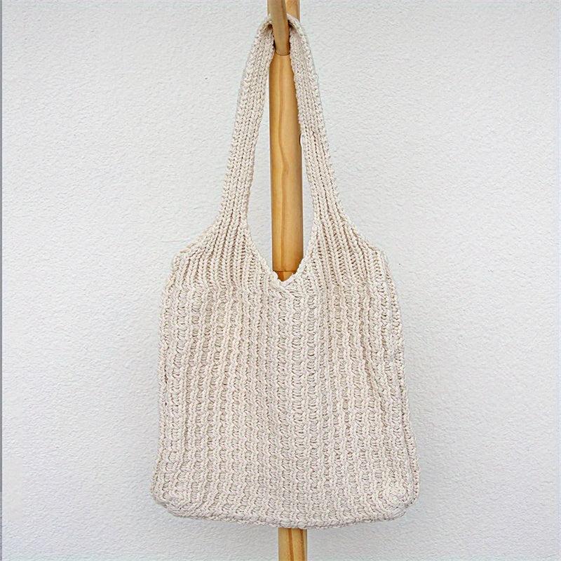 Solid Knitted Shoulder Bag All Match Storage Bag Braided Handbag