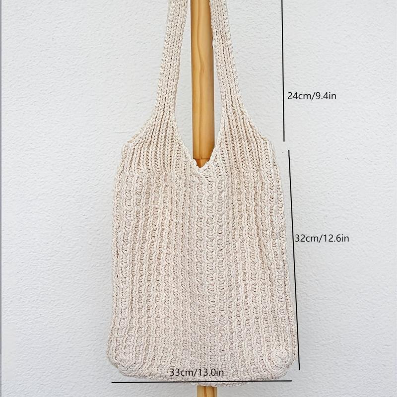 Solid Knitted Shoulder Bag All Match Storage Bag Braided Handbag