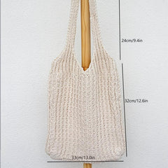 Solid Knitted Shoulder Bag All Match Storage Bag Braided Handbag