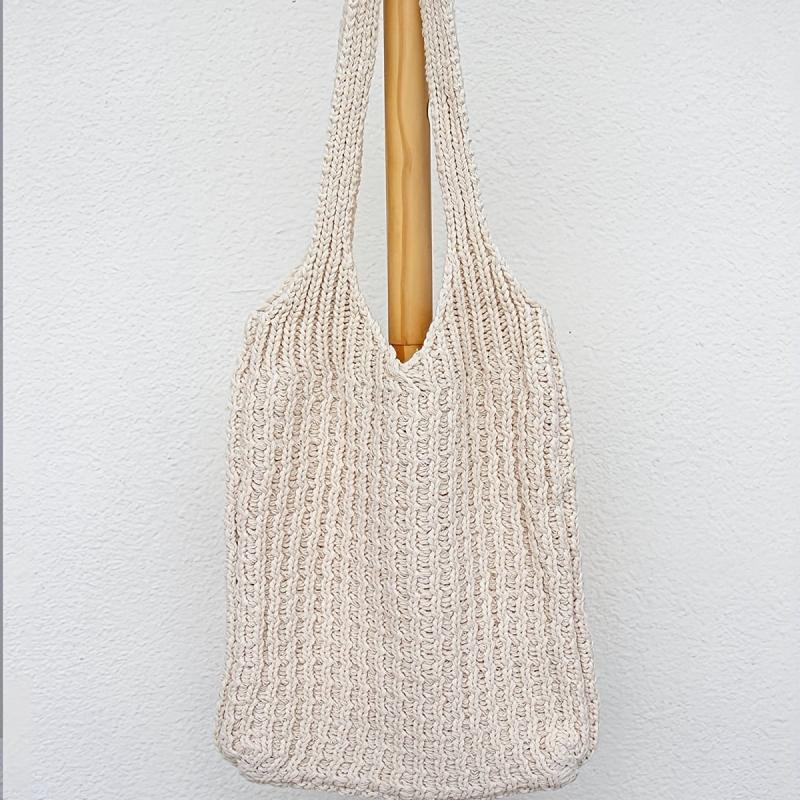 Solid Knitted Shoulder Bag All Match Storage Bag Braided Handbag