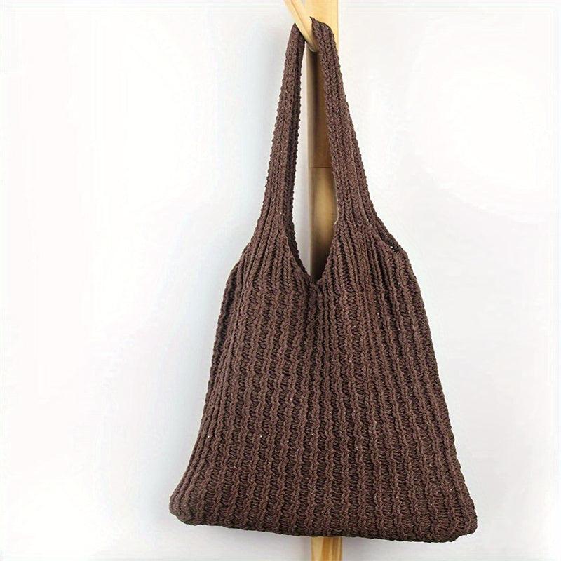 Solid Knitted Shoulder Bag All Match Storage Bag Braided Handbag