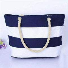 Colorblock Tote Shoulder Bag Versatile Handbag Travel Beach Bag