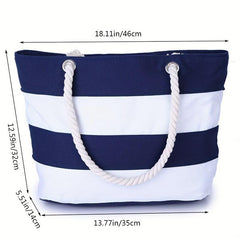 Colorblock Tote Shoulder Bag Versatile Handbag Travel Beach Bag