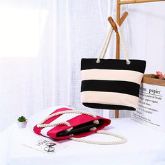Colorblock Tote Shoulder Bag Versatile Handbag Travel Beach Bag