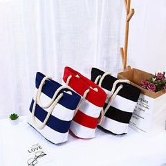 Colorblock Tote Shoulder Bag Versatile Handbag Travel Beach Bag