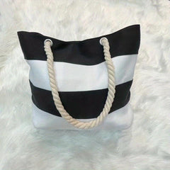 Colorblock Tote Shoulder Bag Versatile Handbag Travel Beach Bag