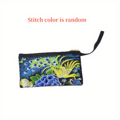 Vintage Embroidered Long Wallet Clutch Coin Purse
