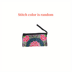 Vintage Embroidered Long Wallet Clutch Coin Purse