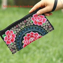 Vintage Embroidered Long Wallet Clutch Coin Purse