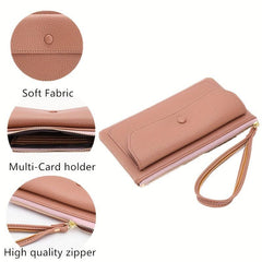 RFID Blocking PU Leather Credit Card Clutch Travel Purse